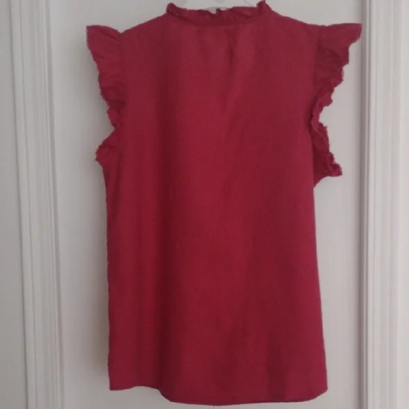 Elegant Ruffled Red Blouse - Picture 8 of 8